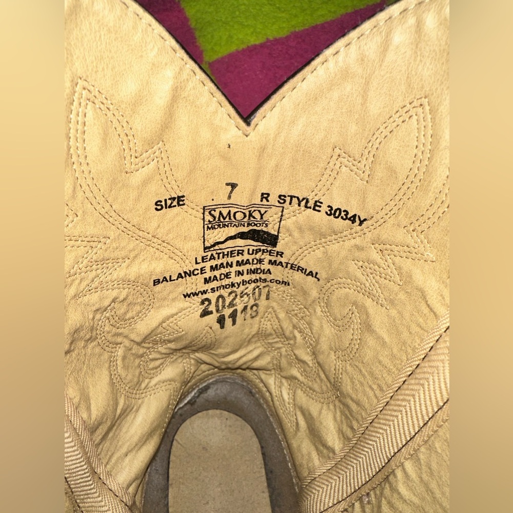 Smokey Mountain Boots π’Style 3034Y Brown Leather in Menβs size 7, EUC (worn 2x) - Picture 8 of 12